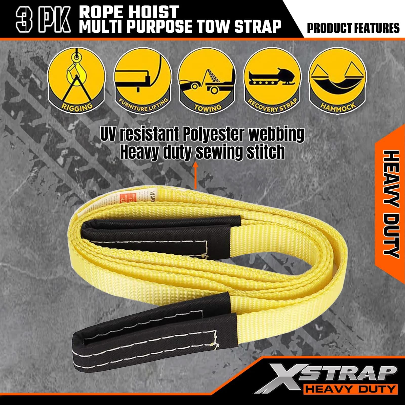 XSTRAP STANDARD 65ft (19.8m) Rope Hoist with 2x 8ft (2.4m) Lift Slings | 4000 lbs Break Strength - view 6