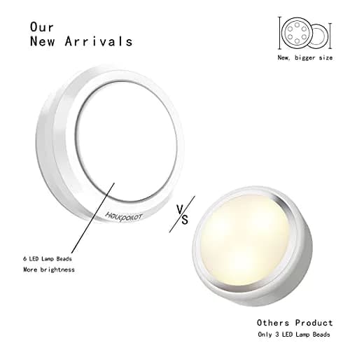 HOLKPOILOT White 4pack Light Fixture | Wireless Under Cabinet Puck Lights with Remote thumbnail 5