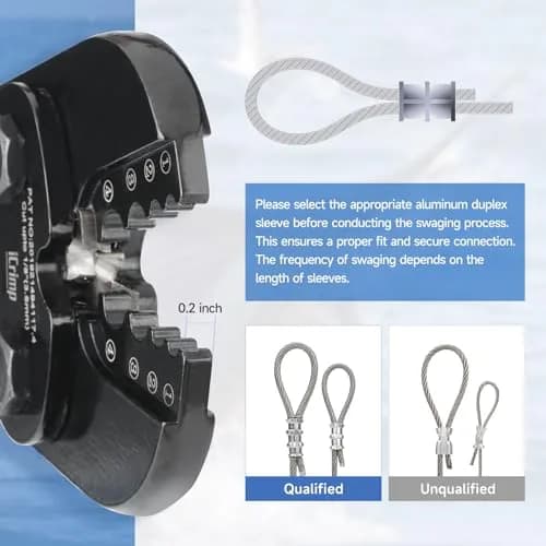 IWISS IWS-1608MC Wire Rope Crimper with Built-In Cutter, 3/64" to 1/8" (2.38mm to 3.18mm) | Heavy Duty Steel Cable Crimping Tool thumbnail 8