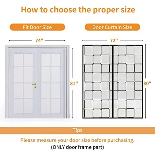 PICK FOR LIFE Insulated Magnetic Door Curtain 72x80 inches | Thermal Self-Closing Door Cover for French & Patio Doors thumbnail 2
