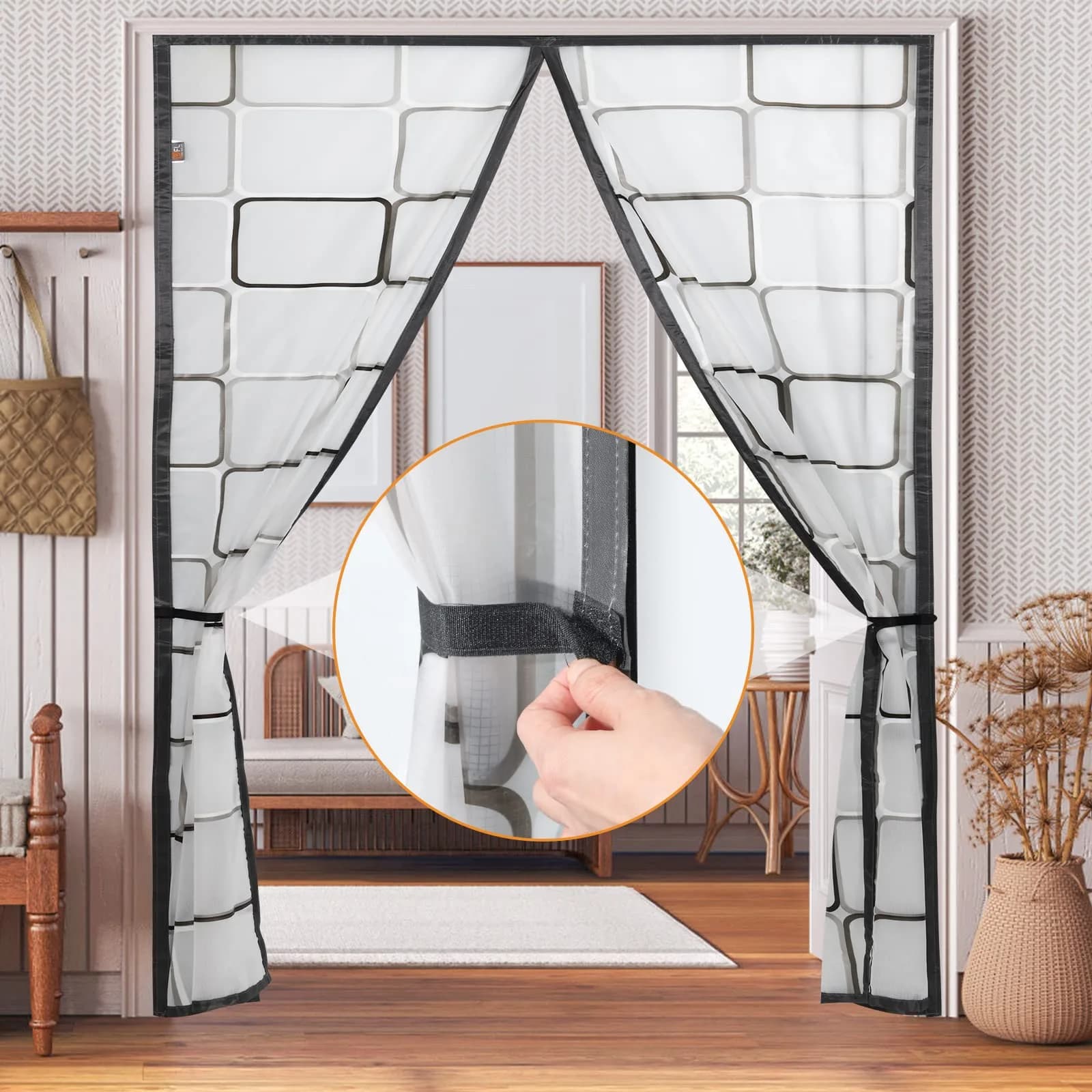 PICK FOR LIFE Insulated Magnetic Door Curtain 72x80 inches | Thermal Self-Closing Door Cover for French & Patio Doors - main product image