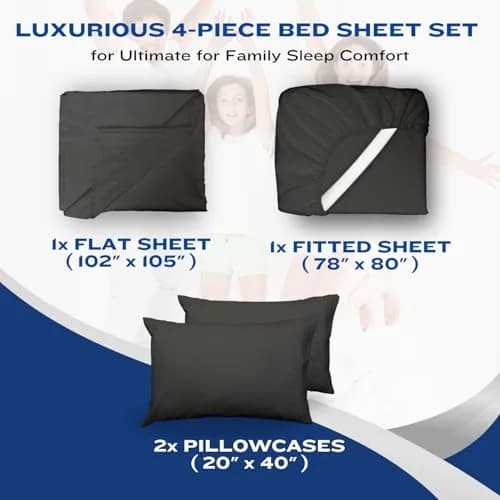 DREAMCARE Full Size Microfiber Sheet Set Gray | 1800 Thread Count Cooling Sheets with Side Pockets (Full, 4-Piece) thumbnail 8