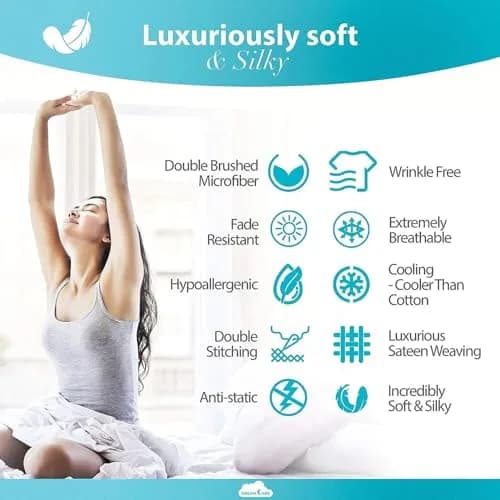 DREAMCARE Full Size Microfiber Sheet Set Navy Blue 203cm x 244cm (80" x 96") | Soft, Deep Pocket, 4-Piece Set thumbnail 5