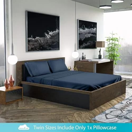 DREAMCARE Full Size Microfiber Sheet Set Navy Blue 203cm x 244cm (80" x 96") | Soft, Deep Pocket, 4-Piece Set thumbnail 7