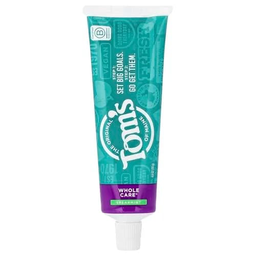 Tom's of Maine Whole Care Natural Toothpaste with Fluoride, Spearmint, 4 oz | 6 Benefits in 1 thumbnail 1