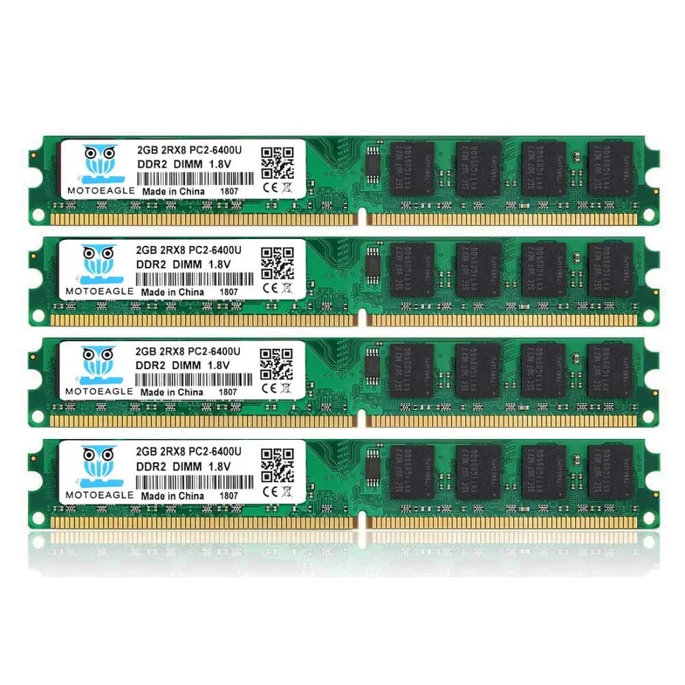 Motoeagle 8GB DDR2 800MHz UDIMM RAM Kit (2x4GB) for Desktop | High Compatibility & Stability — PC2-6400U 2GBx4