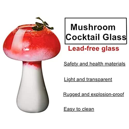 SuproBarware Mushroom Shaped Wine Glasses Set of 2 | 250ml (8.5oz) Clear Cocktail Cups thumbnail 4