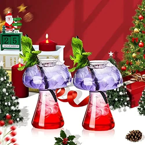 SuproBarware Mushroom Shaped Wine Glasses Set of 2 | 250ml (8.5oz) Clear Cocktail Cups thumbnail 6