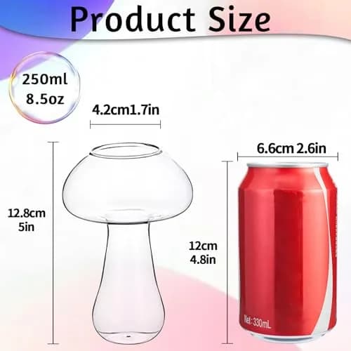 SuproBarware Mushroom Shaped Wine Glasses Set of 2 | 250ml (8.5oz) Clear Cocktail Cups thumbnail 2