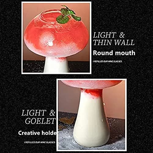 SuproBarware Mushroom Shaped Wine Glasses Set of 2 | 250ml (8.5oz) Clear Cocktail Cups thumbnail 3