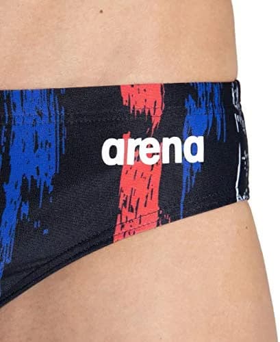 ARENA Men's Team Color Print 3-Inch Brief Athletic Training Swimsuit, MaxLife Chlorine Resistant Fabric, White, 40 thumbnail 2