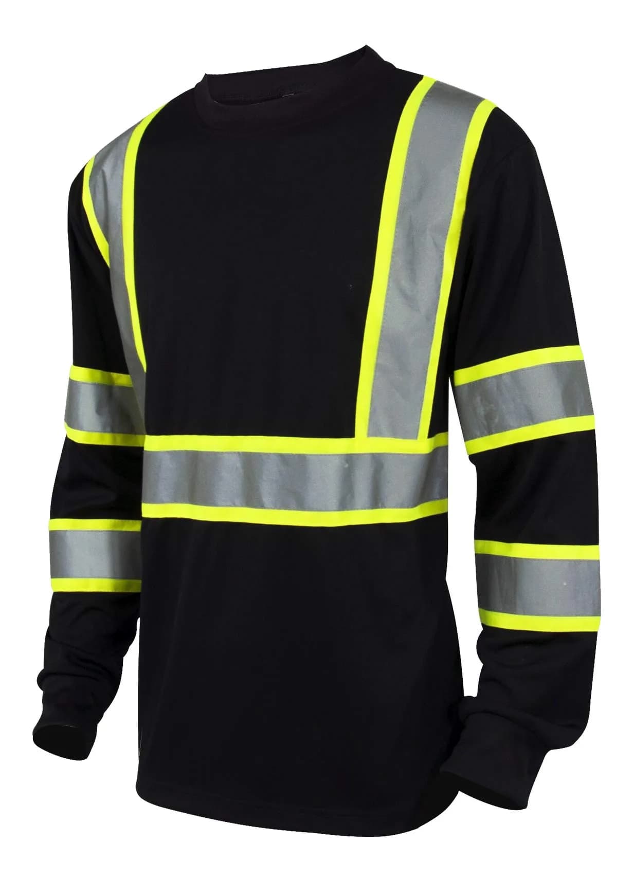 L&M Hi Vis Class 3 T Shirt Reflective Safety Black Long Sleeve | ANSI/ISEA 107-2017 Compliant