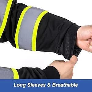 L&M Hi Vis Class 3 T Shirt Reflective Safety Black Long Sleeve | ANSI/ISEA 107-2017 Compliant thumbnail 7