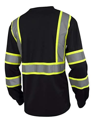 L&M Hi Vis Class 3 T Shirt Reflective Safety Black Long Sleeve | ANSI/ISEA 107-2017 Compliant thumbnail 2