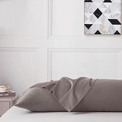Leeden 100% Cotton Body Pillow Cover 21x54 (53cm x 137cm) | 800 Thread Count Envelope Closure Light Taupe thumbnail 2