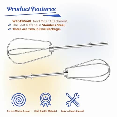 ANTOBLE Hand Mixer Beaters for KitchenAid 2 Pack | Compatible with KHM Series & W10490648 thumbnail 2