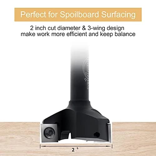 BINSTAK CNC Spoilboard Surfacing Router Bit 1/2" Shank 2" Diameter | Carbide Flat Surface Planer thumbnail 4
