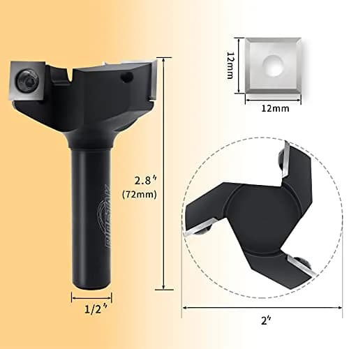 BINSTAK CNC Spoilboard Surfacing Router Bit 1/2" Shank 2" Diameter | Carbide Flat Surface Planer thumbnail 6