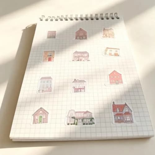 Seasonstorm Cartoon House Kawaii Aesthetic Pastel Art Agenda Journal Planner Stickers | Vibrant, Waterproof, 8x5 inch Sheets thumbnail 4
