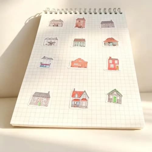 Seasonstorm Cartoon House Kawaii Aesthetic Pastel Art Agenda Journal Planner Stickers | Vibrant, Waterproof, 8x5 inch Sheets thumbnail 2