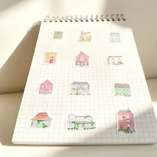 Seasonstorm Cartoon House Kawaii Aesthetic Pastel Art Agenda Journal Planner Stickers | Vibrant, Waterproof, 8x5 inch Sheets thumbnail 3