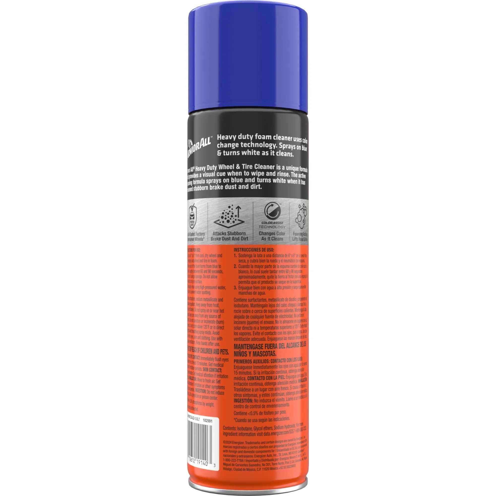 Armor All Heavy Duty Wheel and Tire Cleaner Spray 650ml (22 Fl Oz) | Color-Changing Foam for Brake Dust Removal - view 9