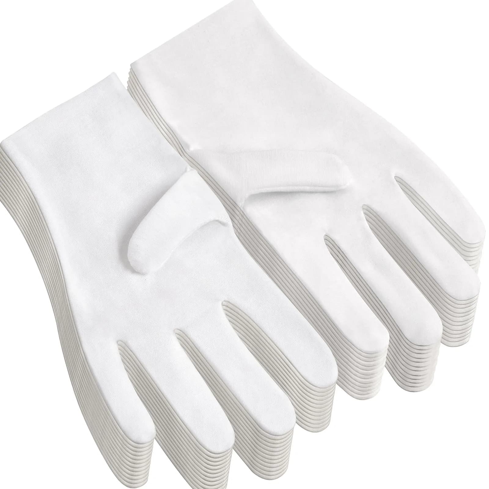 COOHORN 12 Pairs White Cotton Gloves for Eczema Dry Hands - Breathable Moisturizing SPA Gloves Liners, Jewelry Photo Inspection Gloves (24 Gloves Total)