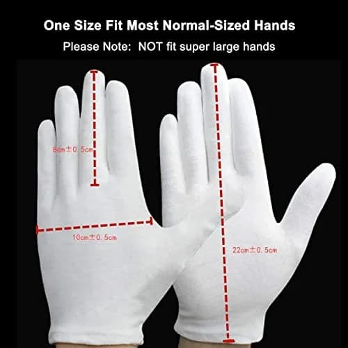 COOHORN 12 Pairs White Cotton Gloves for Eczema Dry Hands - Breathable Moisturizing SPA Gloves Liners, Jewelry Photo Inspection Gloves (24 Gloves Total) thumbnail 5
