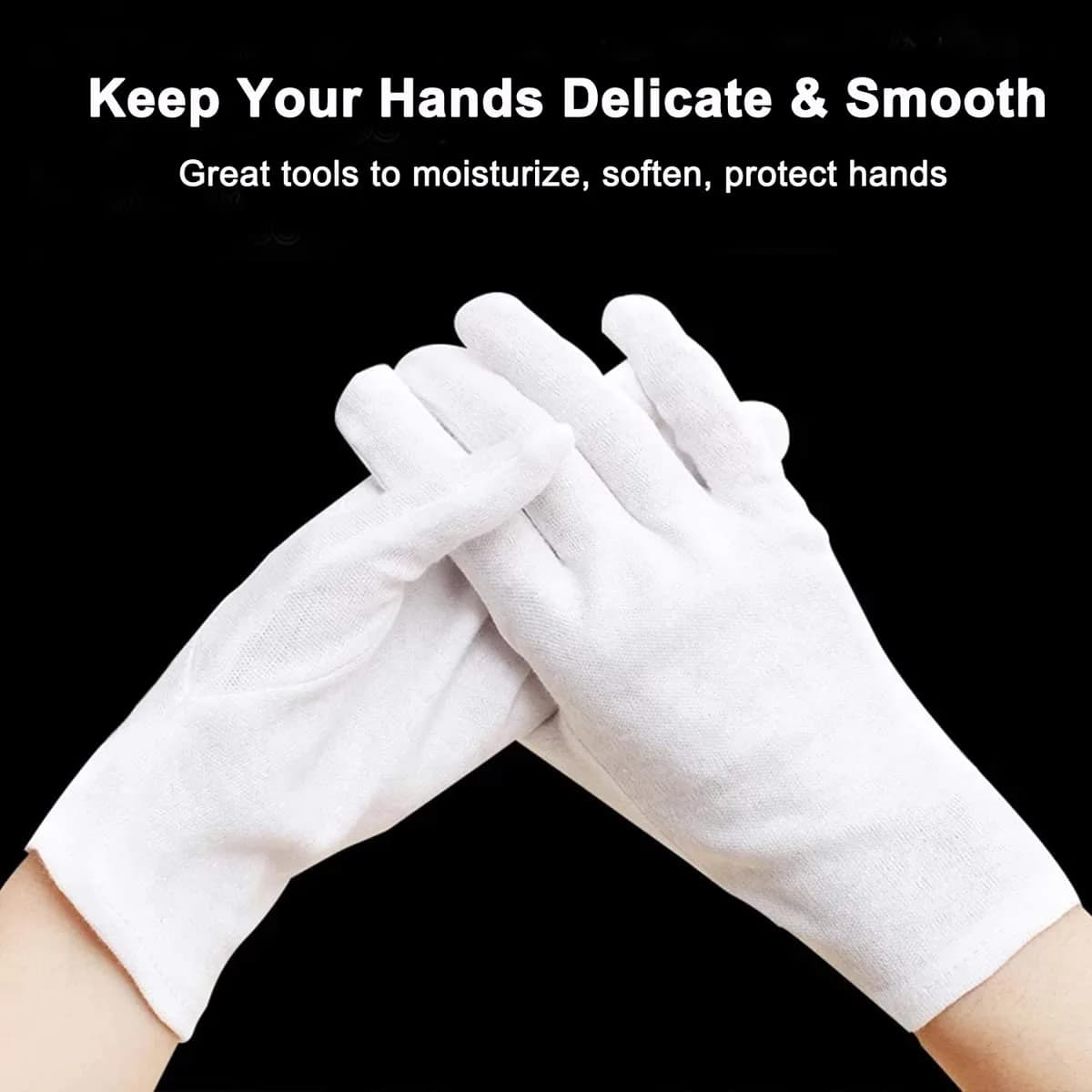 COOHORN 12 Pairs White Cotton Gloves for Eczema Dry Hands - Breathable Moisturizing SPA Gloves Liners, Jewelry Photo Inspection Gloves (24 Gloves Total) - view 7