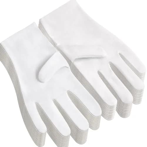 COOHORN 12 Pairs White Cotton Gloves for Eczema Dry Hands - Breathable Moisturizing SPA Gloves Liners, Jewelry Photo Inspection Gloves (24 Gloves Total) thumbnail 1