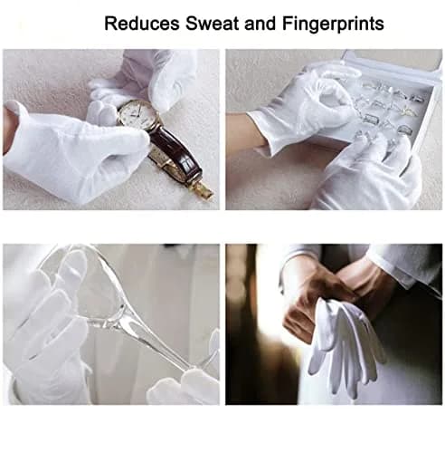 COOHORN 12 Pairs White Cotton Gloves for Eczema Dry Hands - Breathable Moisturizing SPA Gloves Liners, Jewelry Photo Inspection Gloves (24 Gloves Total) thumbnail 3