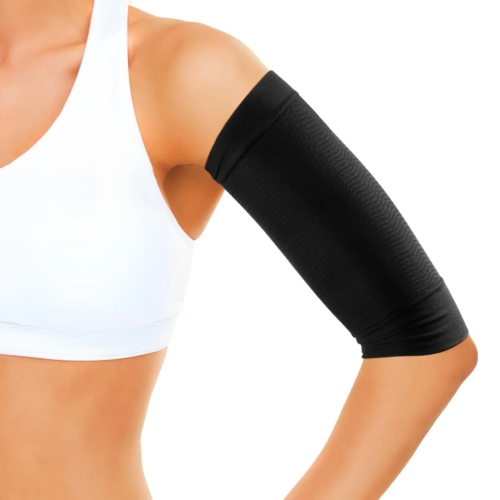 HEALLILY Arm Shaper Wrap Belt Elastic Slimming Support for Women | Breathable Lightweight Arm Support Sleeve to Improve Blood Circulation & Ease Muscle Fatigue — black