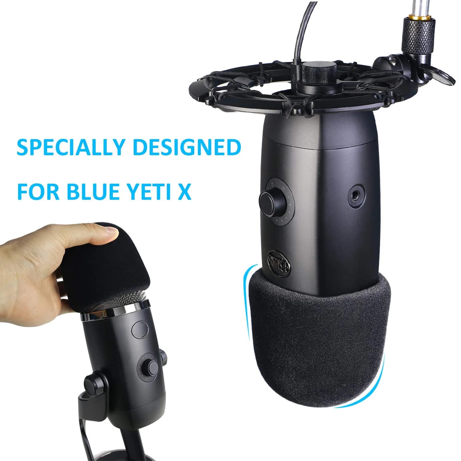 YOUSHARES Velvet-like Foam Windscreen for Blue Yeti X Mic | Reduces Plosives & Background Noise - view 7