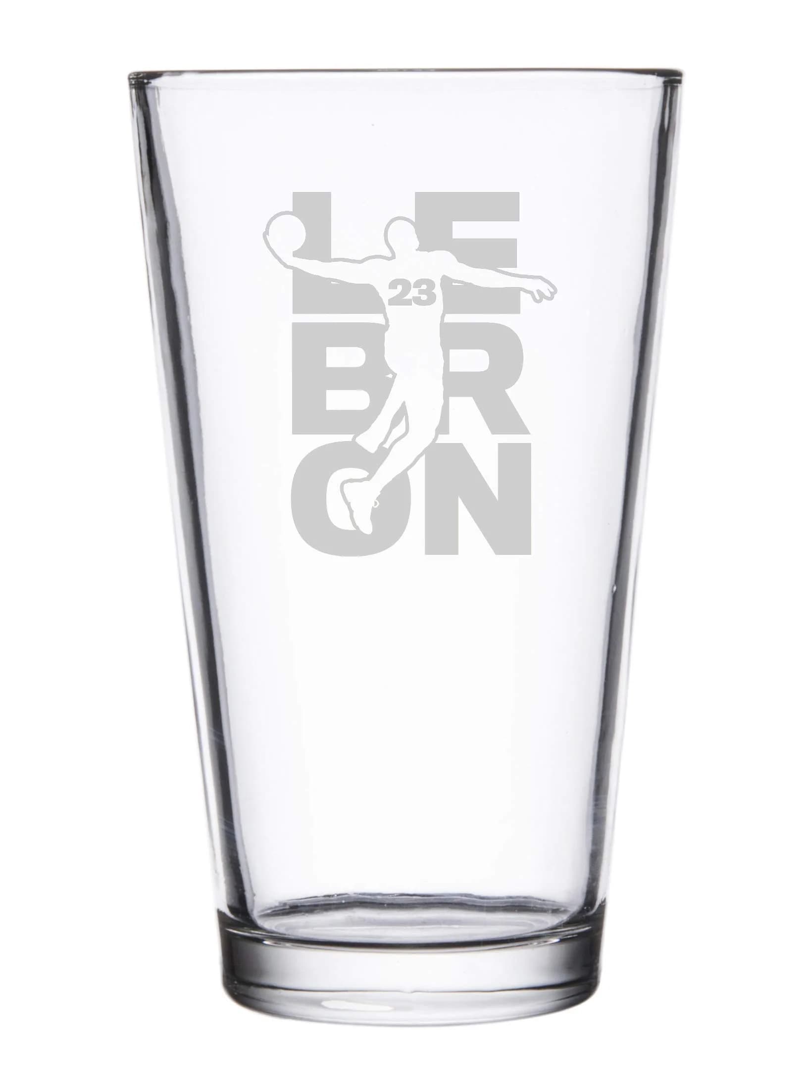 Hat Shark Lebron #23 Basketball Laser Engraved Pint Glass 473ml (16 oz) | Custom Sports Gift — Lebron #23