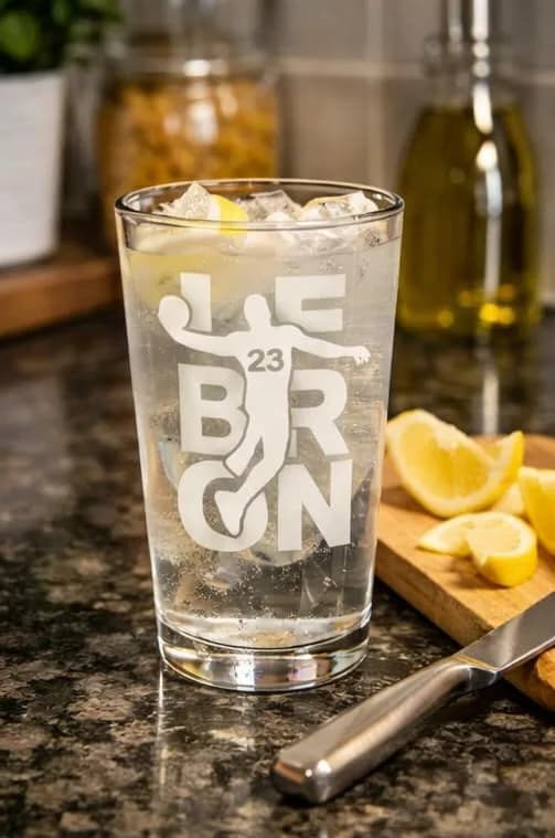 Hat Shark Lebron #23 Basketball Laser Engraved Pint Glass 473ml (16 oz) | Custom Sports Gift thumbnail 9