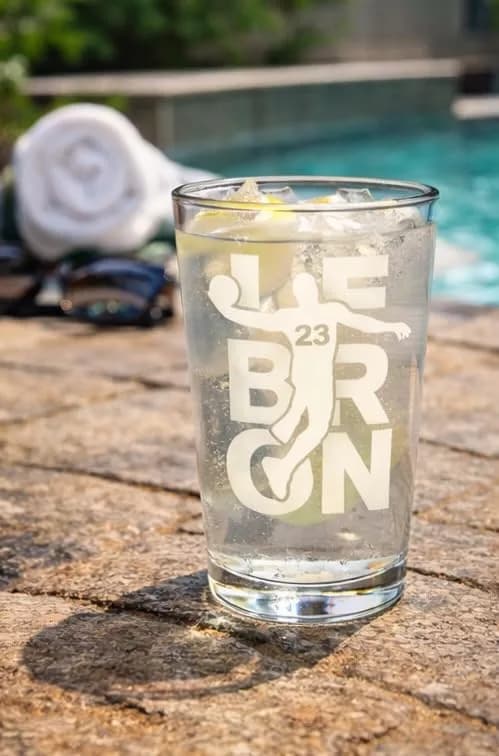 Hat Shark Lebron #23 Basketball Laser Engraved Pint Glass 473ml (16 oz) | Custom Sports Gift thumbnail 13