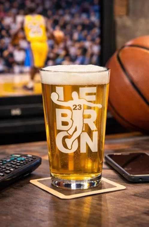 Hat Shark Lebron #23 Basketball Laser Engraved Pint Glass 473ml (16 oz) | Custom Sports Gift thumbnail 14