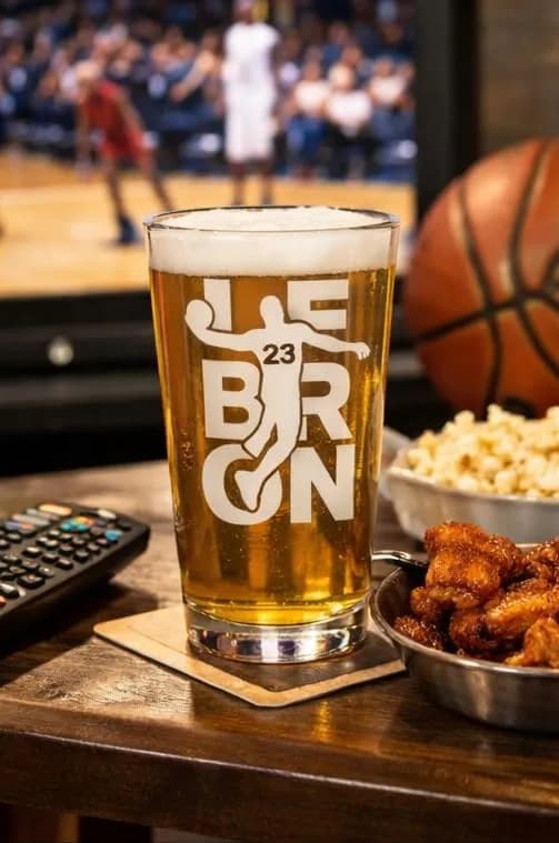 Hat Shark Lebron #23 Basketball Laser Engraved Pint Glass 473ml (16 oz) | Custom Sports Gift thumbnail 7
