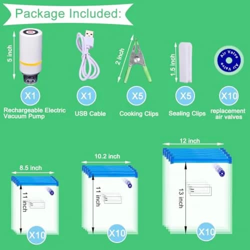 KOSBON 42 PCS Sous Vide Vacuum Sealer Set | 30 Reusable Bags, 5 Clips, Fast & Portable thumbnail 6