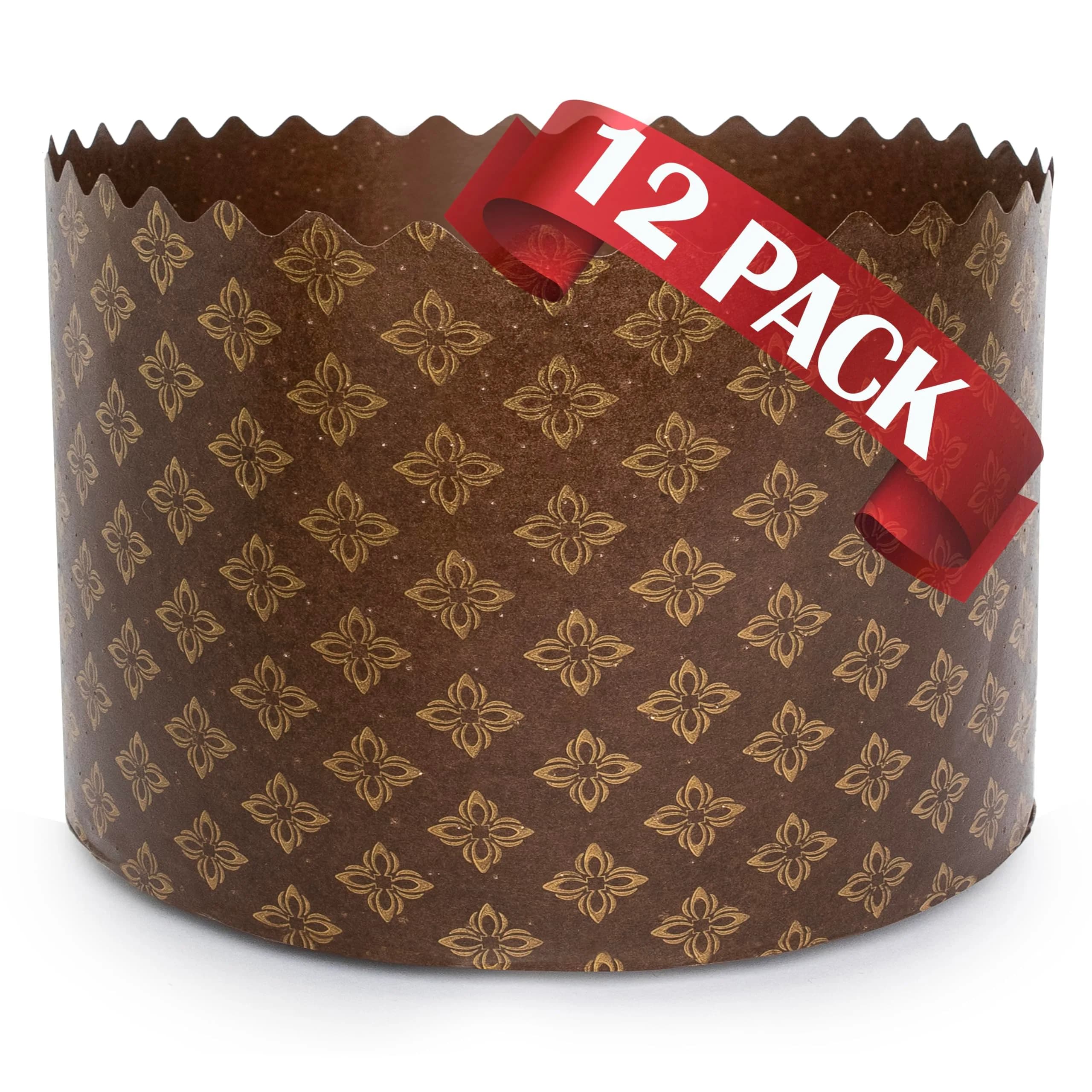 SHSH trade group Panettone Paper Baking Molds Large 15oz (5.1x3.35-in) - Pack of 12 | Non-Stick Easter Bread Forms