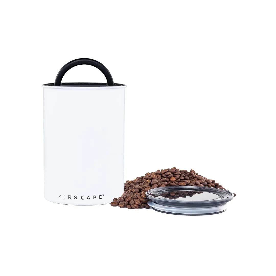 Planetary Design Airscape Stainless Steel Coffee Canister | Food Storage (64 fl oz, Medium, Matte White, UV-Blocking)