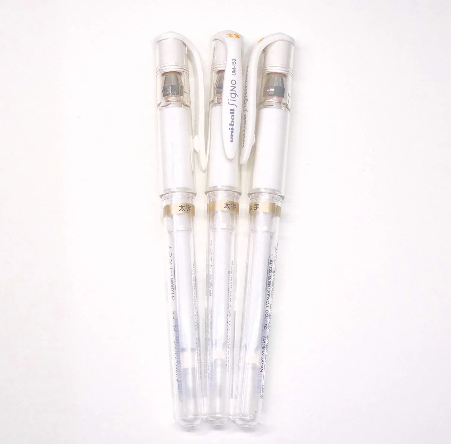 Uni-Ball UM 153 Signo Broad Point Gel Pen - White - Pack of 3 | Smooth Ink Flow Writing Instrument — White