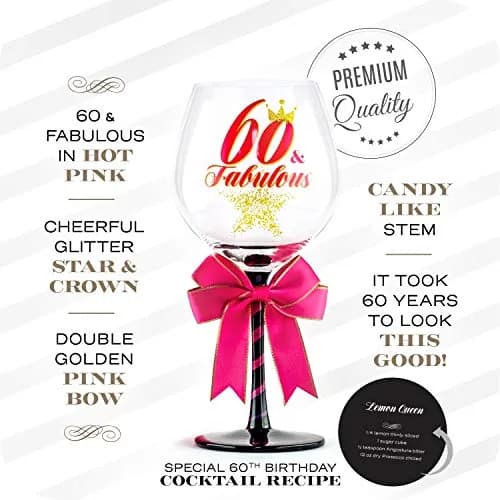 SAY HO UM 60 and Fabulous Birthday Wine Glass for Women | 23 oz, 8.8 Inch Tall | Fun Gift for Woman Turning 60 thumbnail 2