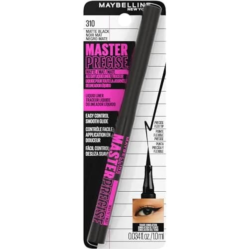Maybelline Eyestudio Master Precise All Day Waterproof Liquid Eyeliner Makeup, Matte Black, 0.1 ml (0.034 Fl Oz) | Ophthalmologist Tested thumbnail 8