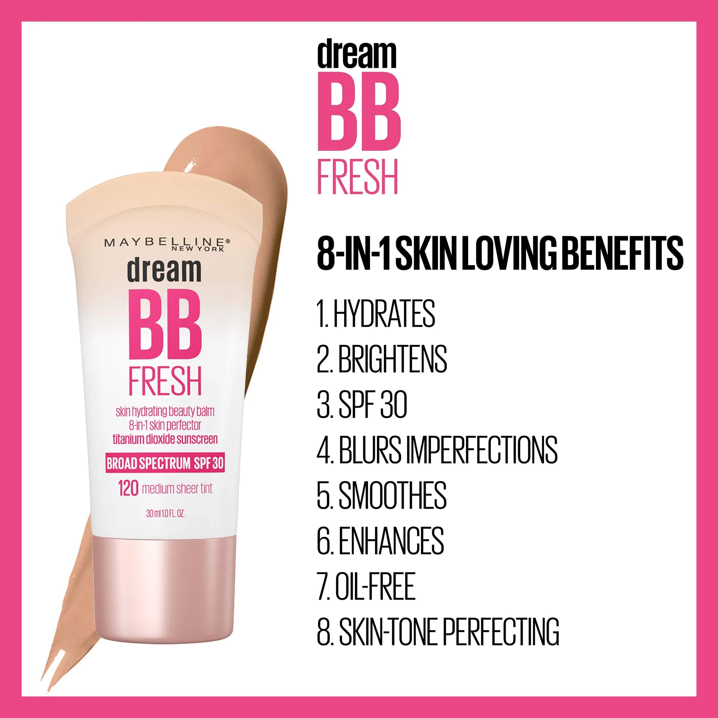 Maybelline Dream Fresh Skin Hydrating BB Cream 1 Fl Oz | 8-in-1 Skin Perfecting Beauty Balm with SPF 30 - view 5