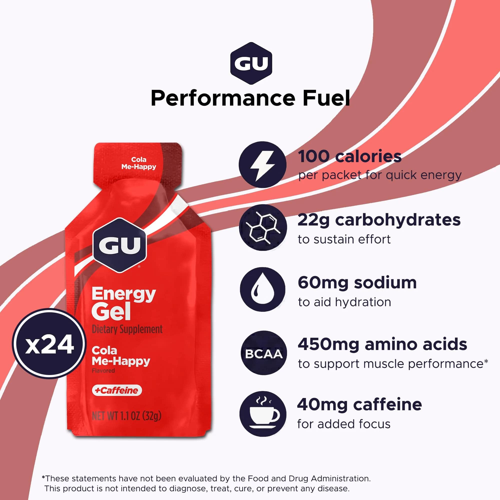 GU Energy Original Sports Nutrition Energy Gel Cola Me-Happy 1.1 oz (31g) | Vegan, Gluten-Free, Kosher, Dairy-Free Energy - view 2