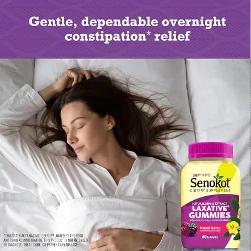 Senokot Dietary Supplement Laxative Gummies, Mixed Berry Flavor, 60 Count | Gentle Overnight Relief for Occasional Constipation thumbnail 3