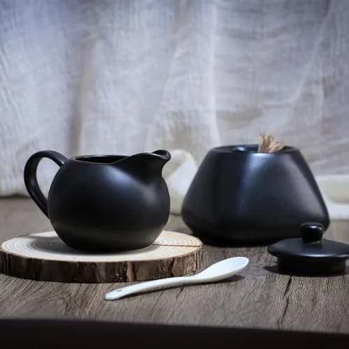 Fuyu Ceramic Sugar Bowl with Lid & Spoon | 4.1 x 3.7 in | Food Safe & Dishwasher Safe thumbnail 5