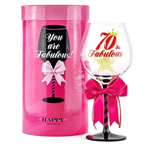 SAY HO UM 70 and Fabulous Birthday Wine Glass for Women | 23 oz, 8.8 Inch Tall | Perfect Gift for 70th Birthday thumbnail 1