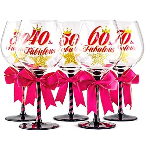 SAY HO UM 70 and Fabulous Birthday Wine Glass for Women | 23 oz, 8.8 Inch Tall | Perfect Gift for 70th Birthday thumbnail 7